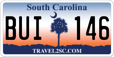 SC license plate BUI146