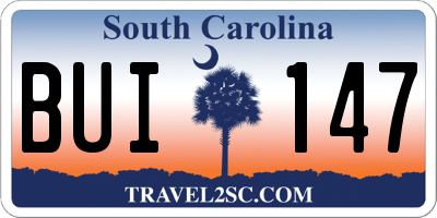 SC license plate BUI147