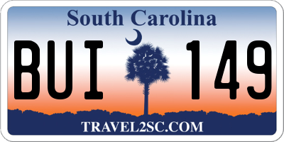 SC license plate BUI149