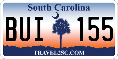 SC license plate BUI155