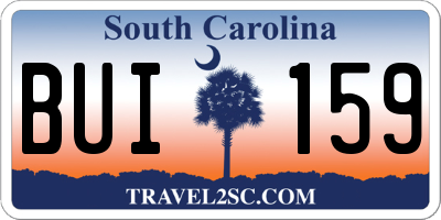 SC license plate BUI159
