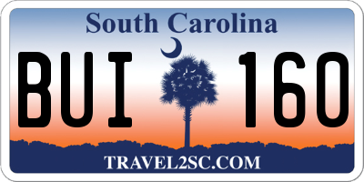 SC license plate BUI160