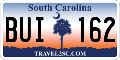 SC license plate BUI162