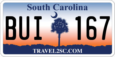 SC license plate BUI167