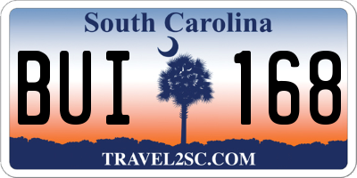 SC license plate BUI168