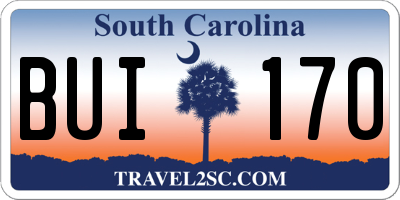 SC license plate BUI170