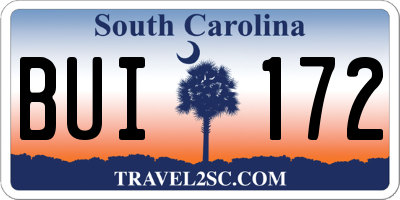 SC license plate BUI172