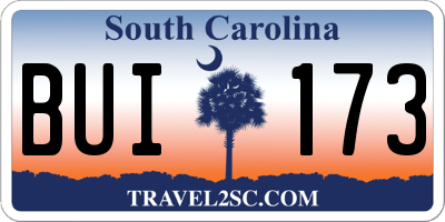 SC license plate BUI173