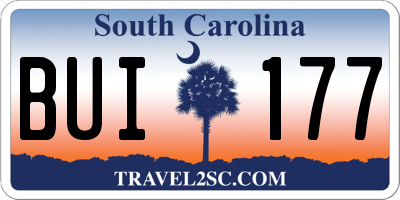 SC license plate BUI177