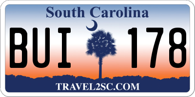 SC license plate BUI178