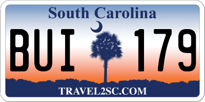 SC license plate BUI179