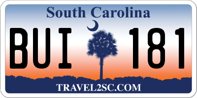 SC license plate BUI181