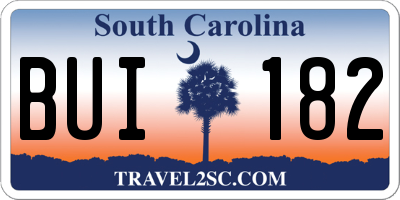 SC license plate BUI182