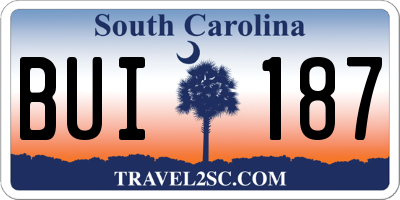 SC license plate BUI187