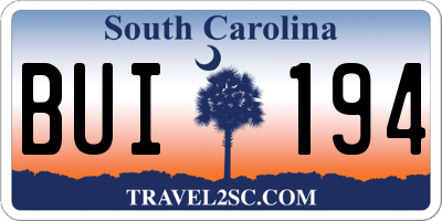 SC license plate BUI194