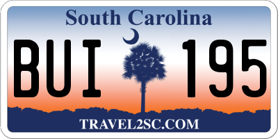 SC license plate BUI195