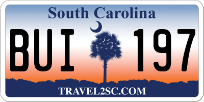 SC license plate BUI197