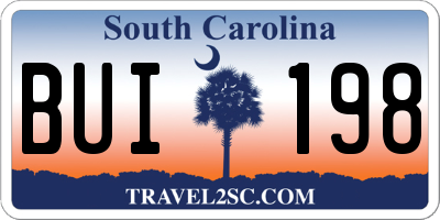 SC license plate BUI198