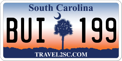 SC license plate BUI199