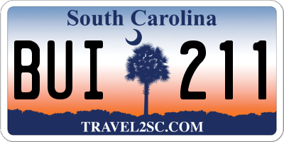 SC license plate BUI211