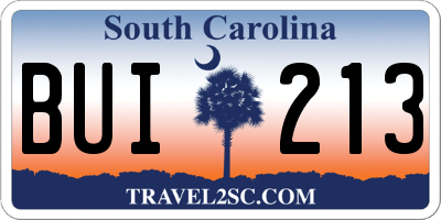 SC license plate BUI213