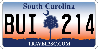 SC license plate BUI214