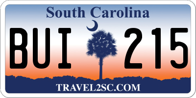 SC license plate BUI215