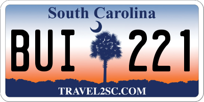 SC license plate BUI221