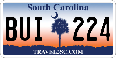 SC license plate BUI224