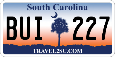 SC license plate BUI227