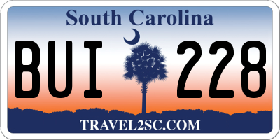 SC license plate BUI228