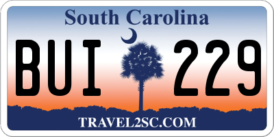 SC license plate BUI229
