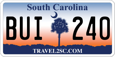 SC license plate BUI240