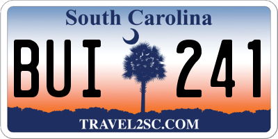 SC license plate BUI241