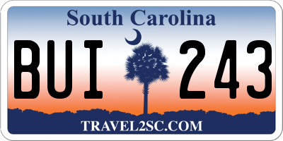 SC license plate BUI243