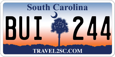 SC license plate BUI244