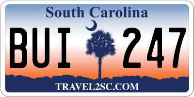 SC license plate BUI247