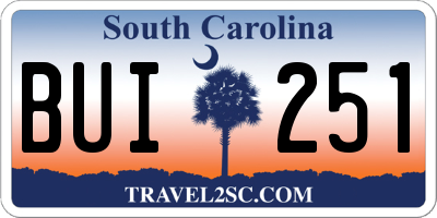 SC license plate BUI251