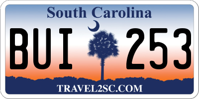 SC license plate BUI253