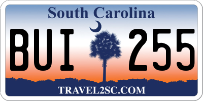 SC license plate BUI255