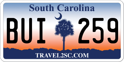 SC license plate BUI259