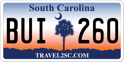 SC license plate BUI260