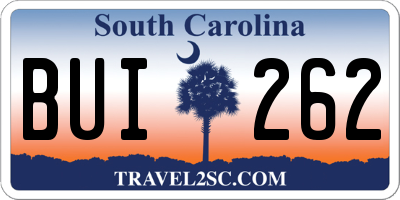 SC license plate BUI262