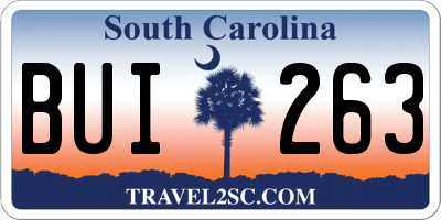 SC license plate BUI263