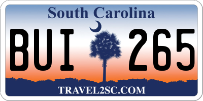SC license plate BUI265