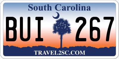 SC license plate BUI267