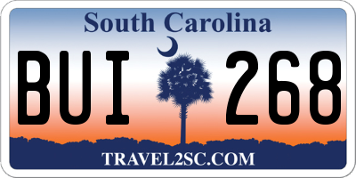 SC license plate BUI268