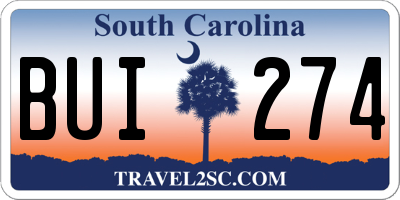 SC license plate BUI274