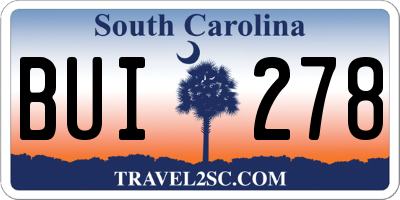 SC license plate BUI278
