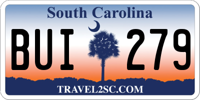 SC license plate BUI279